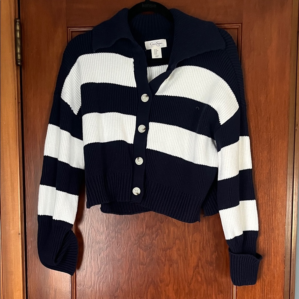 Jessica Simpson Bold Navy and White Cardigan